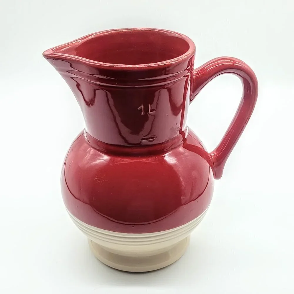 Emile Henry France Red 1 Liter Ceramic Pitcher